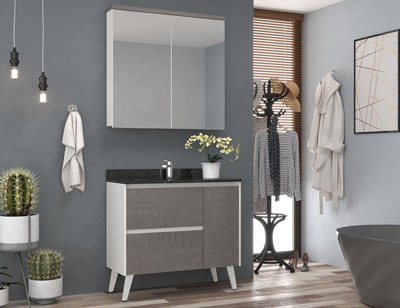 Armário + aéreo com espelho 910